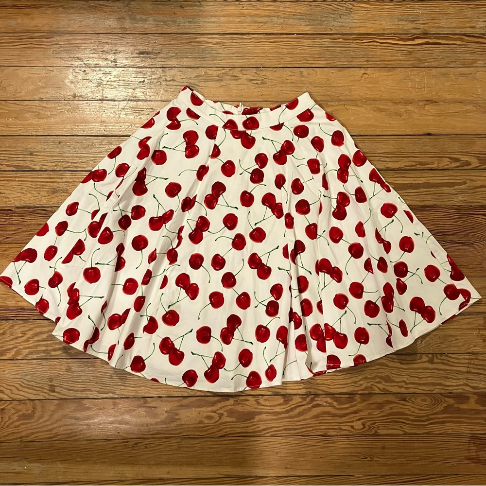 Vintage Cherry Print Circle Skirt | Size S | Coquette Feminine Retro Style